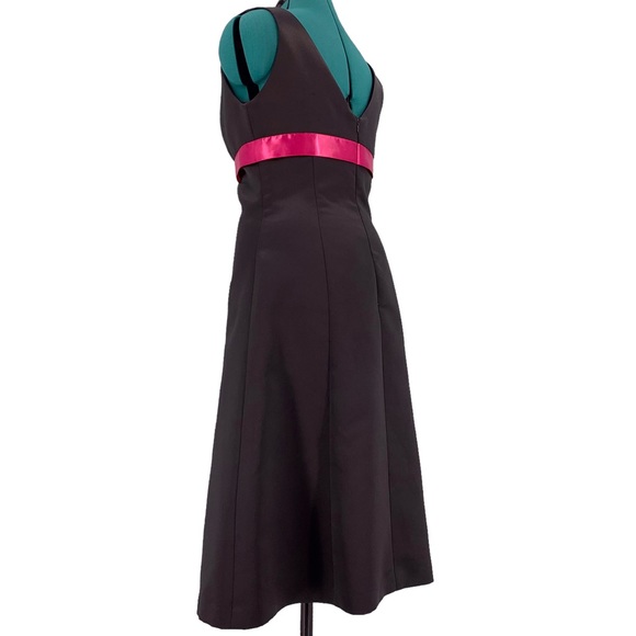 After Six Black Satin Sleeveless Midi Bridesmaid Prom Dress, 10 - Picture 5 of 16